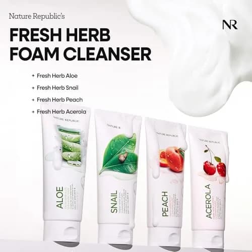 Nature Republic Fresh Herb Peach cleansing foam 170ml | Hydrating & Moisturizing Face Wash for All Skin Types thumbnail 2