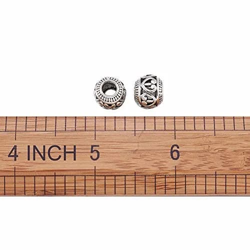 KISSITTY Tibetan Silver Charm Beads 11x9mm | Antique Large Hole Spacer Beads for DIY Jewelry thumbnail 4
