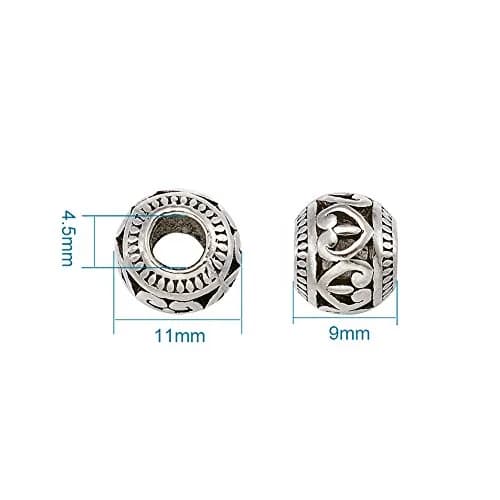 KISSITTY Tibetan Silver Charm Beads 11x9mm | Antique Large Hole Spacer Beads for DIY Jewelry thumbnail 5