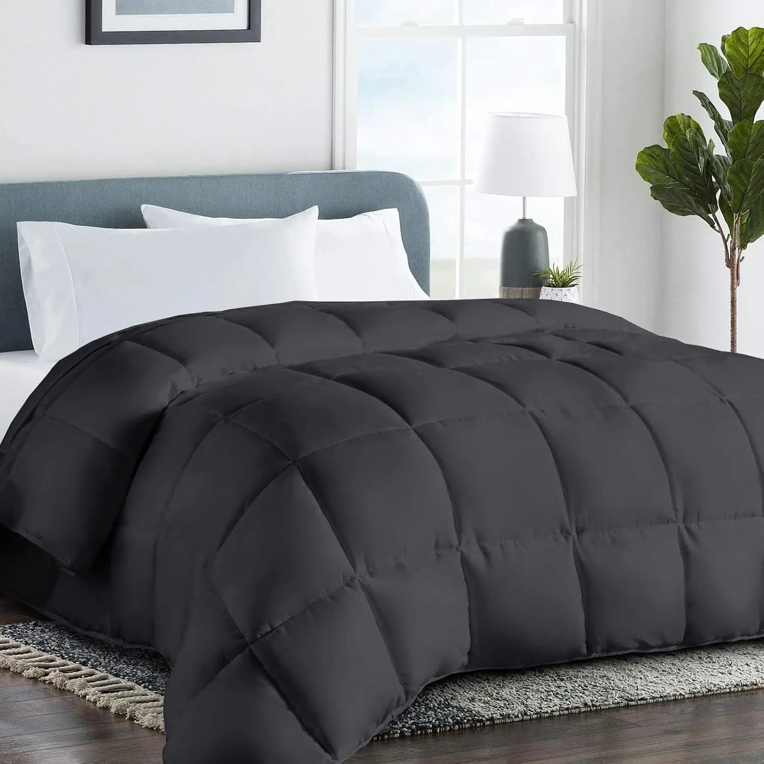 COHOME King Size Down Alternative Comforter - All-Season Duvet Insert | Fluffy & Lightweight — Dark Grey
