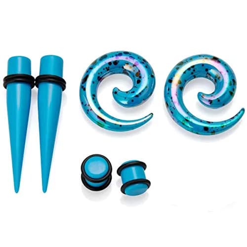 JDXN 52 Pieces Acrylic Gauge Kit Spiral Tapers & Plugs 14G-00G | Ear Stretching Starter Set thumbnail 4