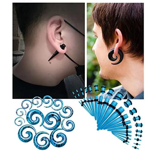 JDXN 52 Pieces Acrylic Gauge Kit Spiral Tapers & Plugs 14G-00G | Ear Stretching Starter Set thumbnail 5