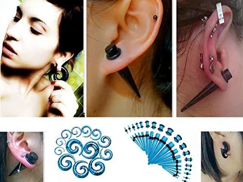 JDXN 52 Pieces Acrylic Gauge Kit Spiral Tapers & Plugs 14G-00G | Ear Stretching Starter Set thumbnail 6