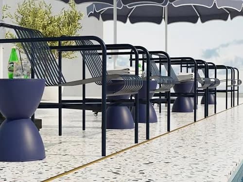 Euro Style Sallie Indoor/Outdoor Stool or End Table | Modern Hourglass Accent Style | UV-Protected Plastic Blue thumbnail 7