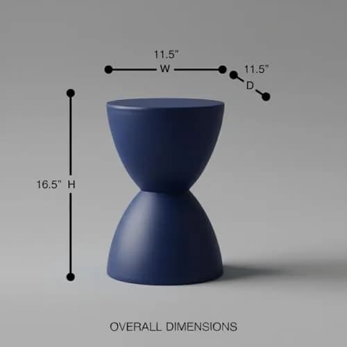 Euro Style Sallie Indoor/Outdoor Stool or End Table | Modern Hourglass Accent Style | UV-Protected Plastic Blue thumbnail 2