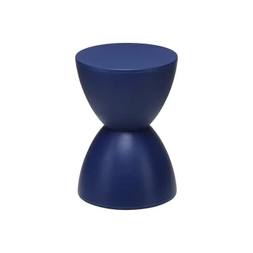 Euro Style Sallie Indoor/Outdoor Stool or End Table | Modern Hourglass Accent Style | UV-Protected Plastic Blue thumbnail 3