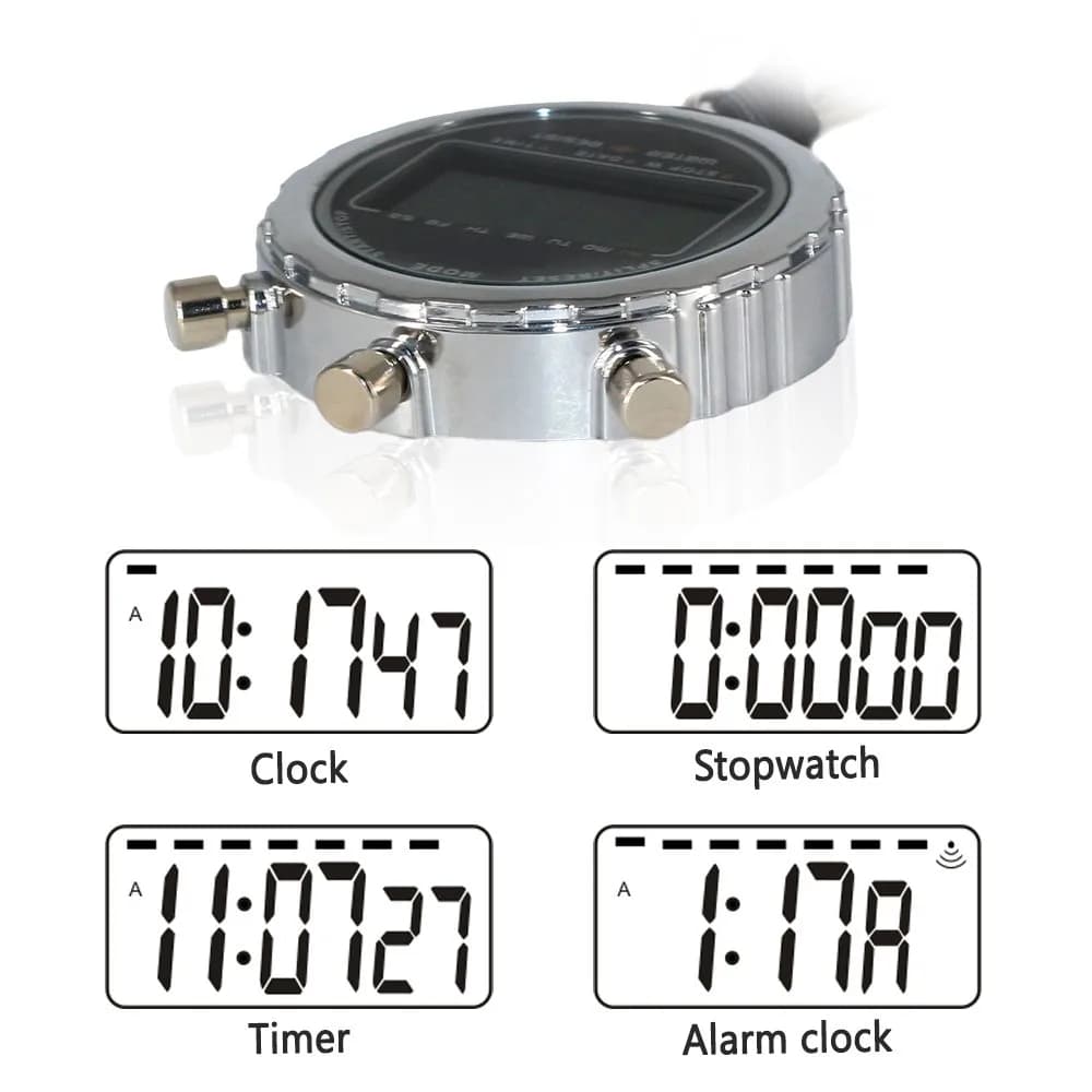 LAOPAO XJ-203 Digital Stopwatch Timer with Date & Alarm | 1/100th Second Precision, Stainless Steel Case, Daily Water Resistant (91g) - view 5