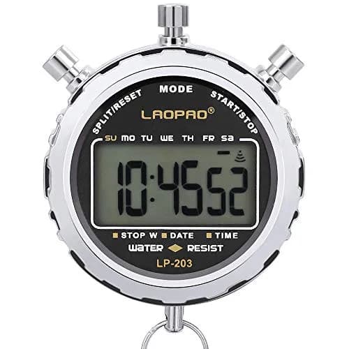 LAOPAO XJ-203 Digital Stopwatch Timer with Date & Alarm | 1/100th Second Precision, Stainless Steel Case, Daily Water Resistant (91g) thumbnail 1