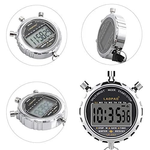 LAOPAO XJ-203 Digital Stopwatch Timer with Date & Alarm | 1/100th Second Precision, Stainless Steel Case, Daily Water Resistant (91g) thumbnail 3