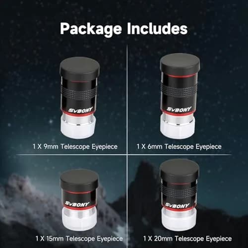SVBONY 68° Ultra Wide Angle Telescope Eyepiece Set 6mm 9mm 15mm 20mm | 1.25" Barrel, Fully Multi-Coated Optics thumbnail 9