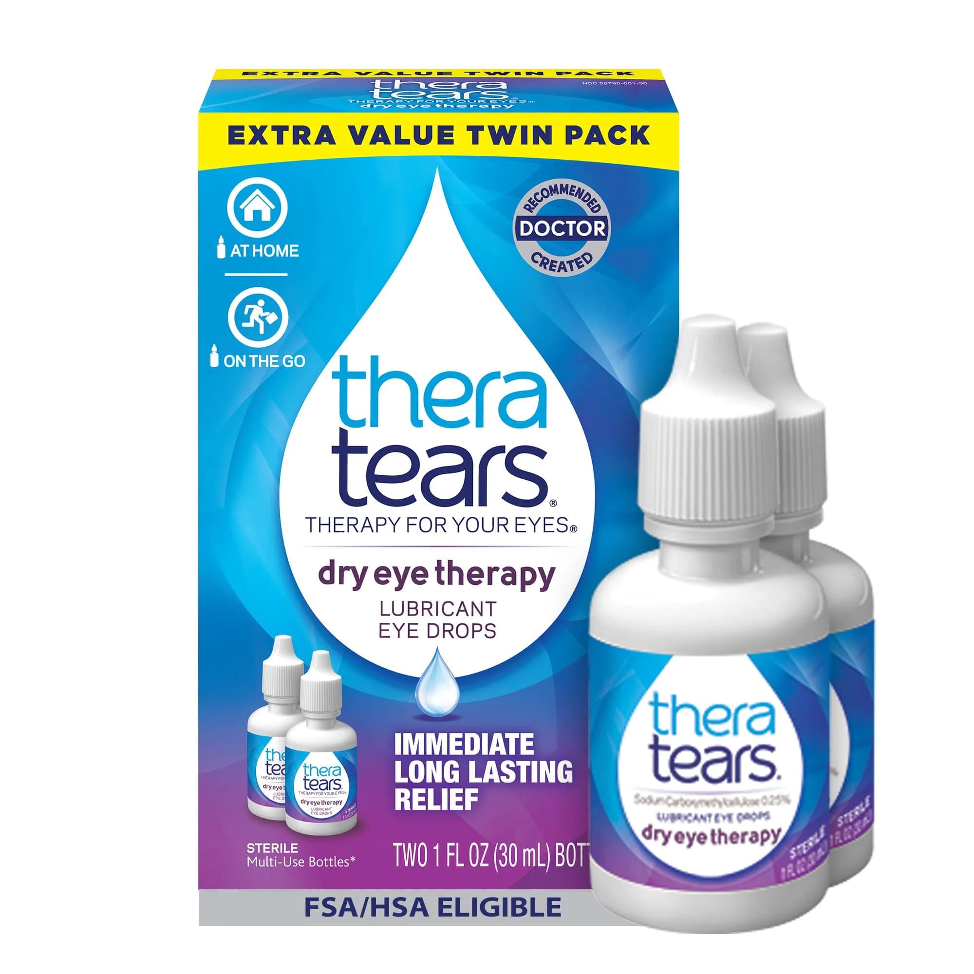 TheraTears Dry Eye Drops Lubricating 30ml (1 Fl Oz x 2) | Doctor Recommended for Dry Eyes - main product image