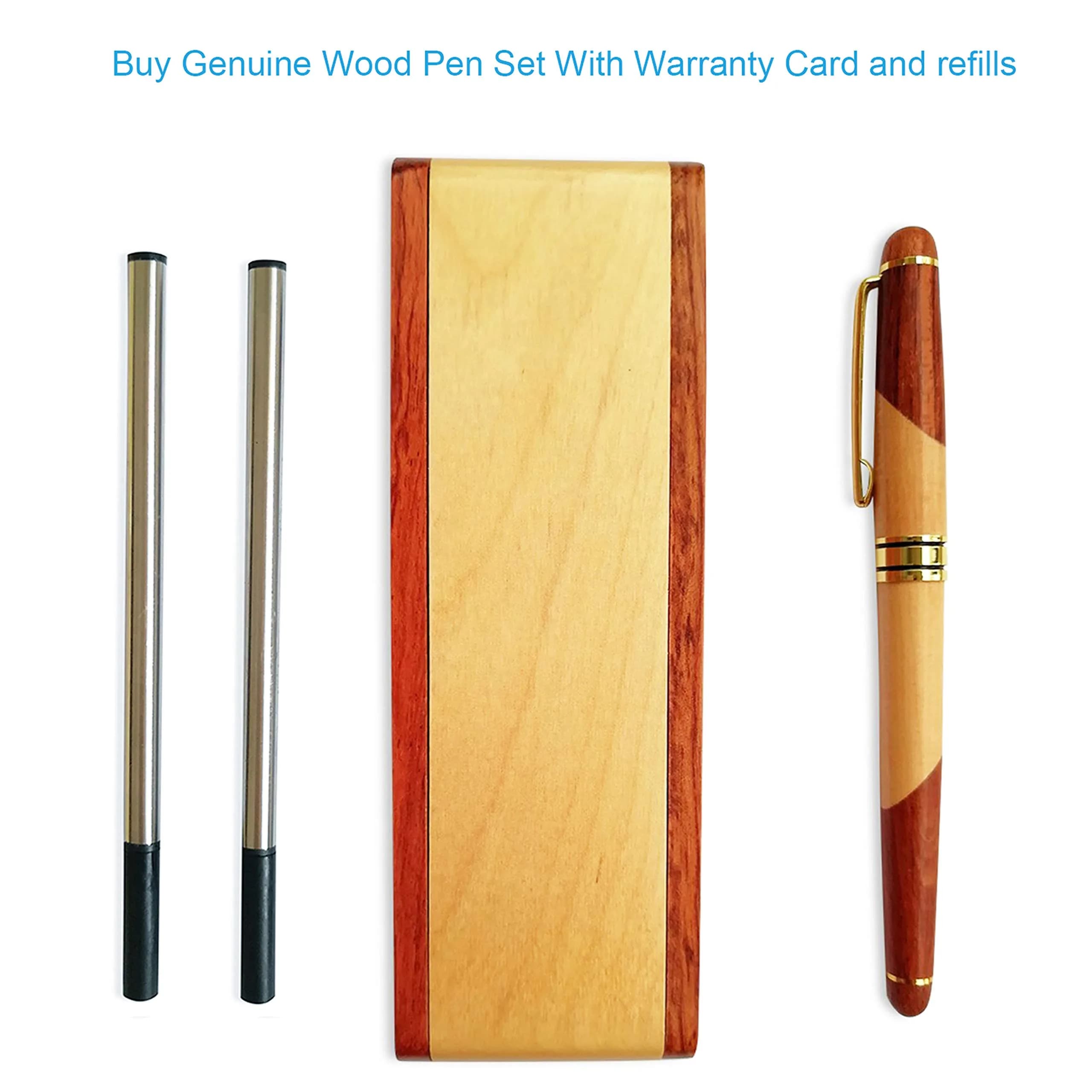 Renawe Wooden Gel Pen Gift Set with Case & Holder | Fine Tip 0.5mm Rollerball - view 5