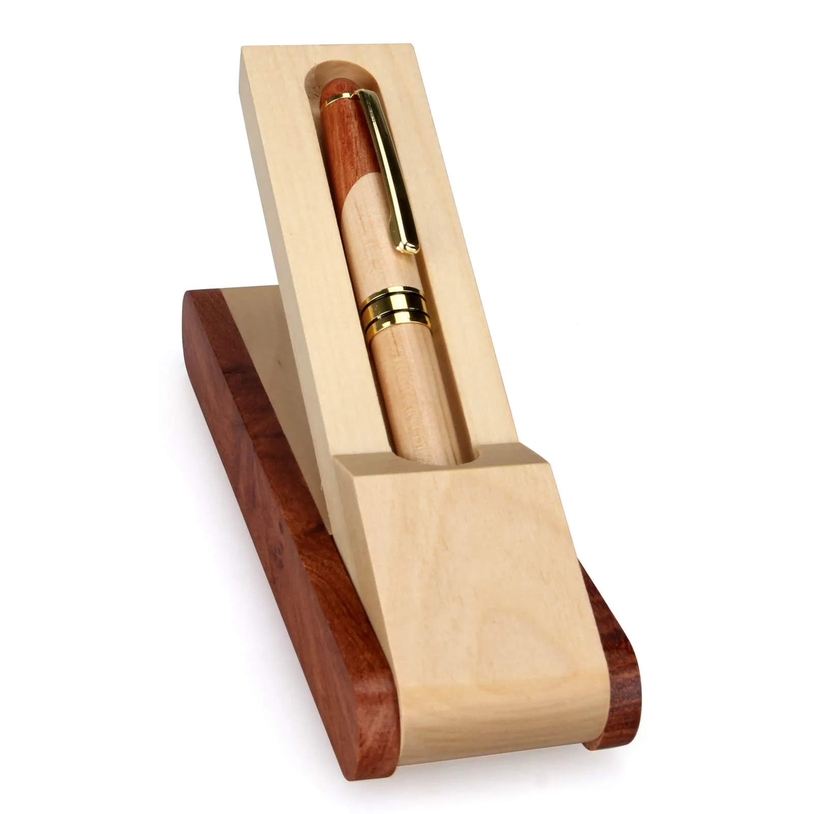 Renawe Wooden Gel Pen Gift Set with Case & Holder | Fine Tip 0.5mm Rollerball - view 7