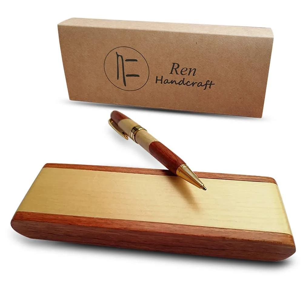 Renawe Luxury Wood Ballpoint Pen Set with Gift Box 5 Black Ink | Smooth Ink Flow - view 2