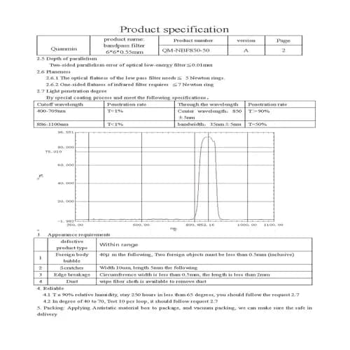 Quanmin 6mm x 6mm x 0.55mm 850nm Narrow Band Pass Filter Set (10 Pieces) | Optical IR-Cut Filter for Barcode Scanners & Face Recognition thumbnail 7