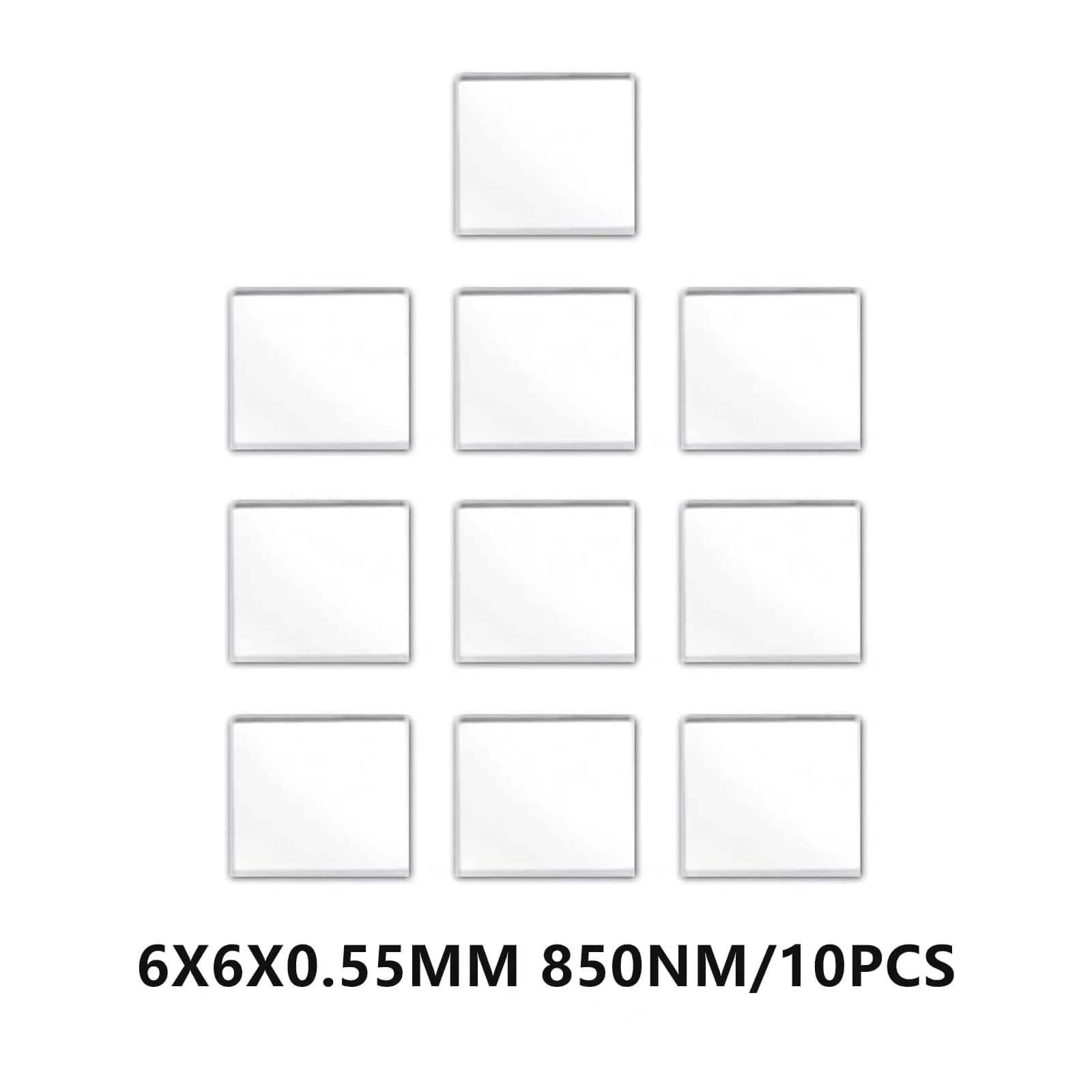 Quanmin 6mm x 6mm x 0.55mm 850nm Narrow Band Pass Filter Set (10 Pieces) | Optical IR-Cut Filter for Barcode Scanners & Face Recognition - view 2