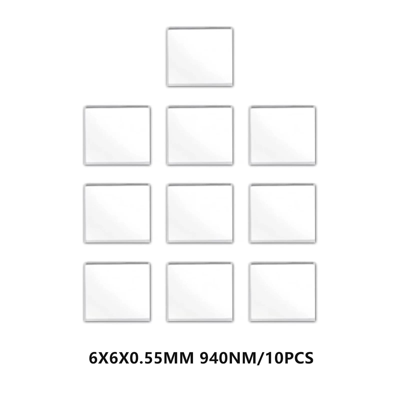 Quanmin 6mm x 6mm x 0.55mm 940nm IR Infrared Narrow Bandpass Filter Set (10 pcs) | Optical Glass for Face Recognition & CCTV - view 2