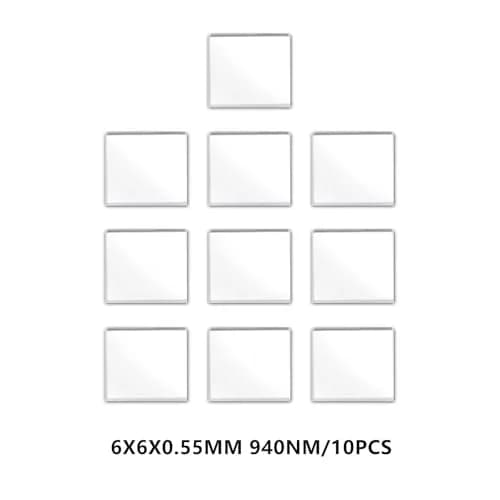 Quanmin 6mm x 6mm x 0.55mm 940nm IR Infrared Narrow Bandpass Filter Set (10 pcs) | Optical Glass for Face Recognition & CCTV thumbnail 2