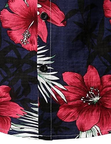 JOGAL Men's Hawaiian Shirt Short Sleeve Button Down Navy 3XL | Summer Casual Fit thumbnail 7