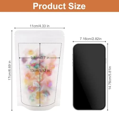 SumDirect Food Storage Bags 50 Pcs 4.3x6.7in Matte Frosted Resealable Stand Up Pouches thumbnail 3