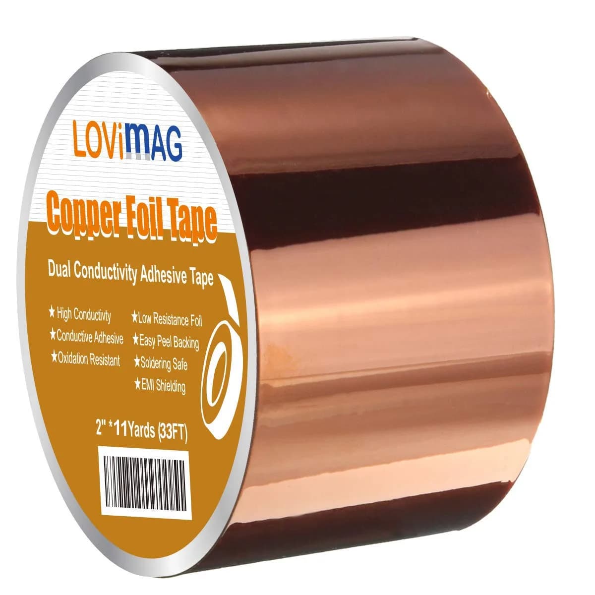 LOVIMAG Copper Foil Tape 25mm (0.98 Inch) x 82.5ft | High Conductivity Industrial Adhesive Tape - main product image