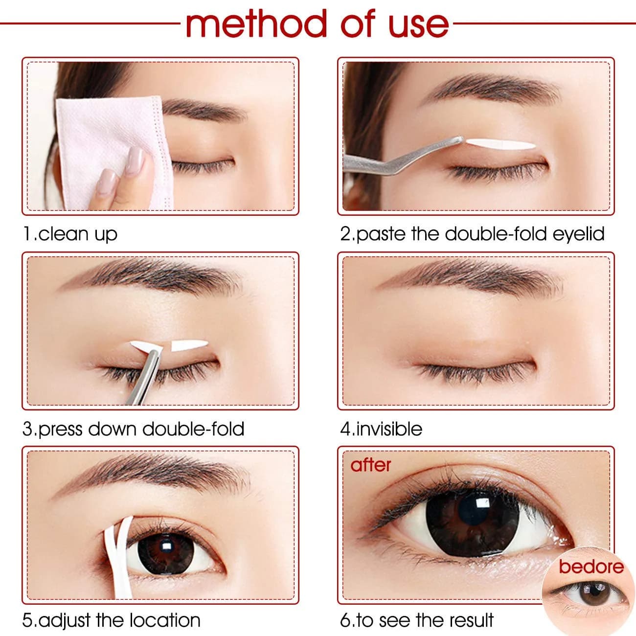 Pormasbenzer Ultra Invisible Double Eyelid Tape Stickers 480 Count (3 Packs) | Medical-Grade Adhesive Fiber for Natural Double Eyelids - view 8