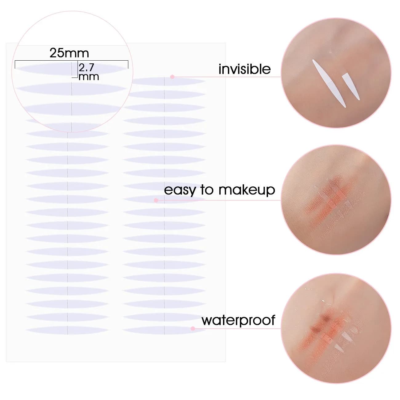 Pormasbenzer Ultra Invisible Double Eyelid Tape Stickers 480 Count (3 Packs) | Medical-Grade Adhesive Fiber for Natural Double Eyelids - view 3