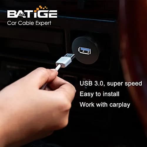 BATIGE Single Port USB 3.0 Male to Female AUX Car Mount Flush Cable 6ft | Waterproof Car Dashboard Extension thumbnail 4
