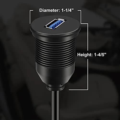 BATIGE Single Port USB 3.0 Male to Female AUX Car Mount Flush Cable 6ft | Waterproof Car Dashboard Extension thumbnail 6