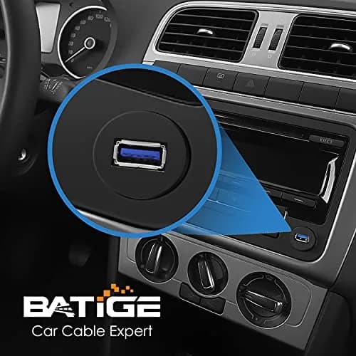 BATIGE Single Port USB 3.0 Male to Female AUX Car Mount Flush Cable 6ft | Waterproof Car Dashboard Extension thumbnail 2