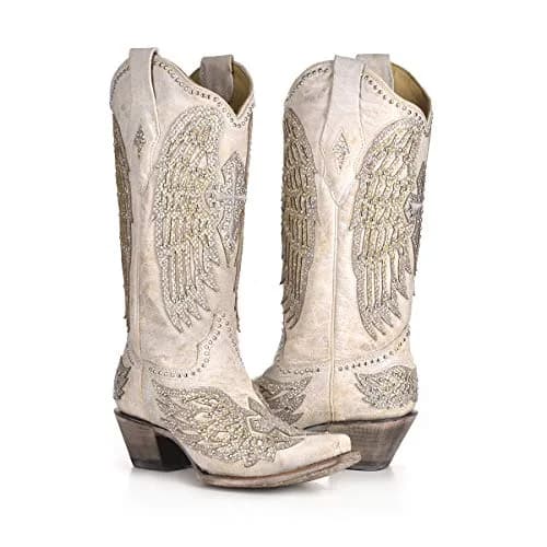 Corral Women's Western Boot Leather White Snip Toe Wing Cross | Handcrafted Genuine Leather with Crystal Embellishments thumbnail 8