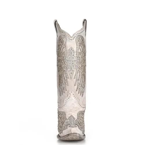 Corral Women's Western Boot Leather White Snip Toe Wing Cross | Handcrafted Genuine Leather with Crystal Embellishments thumbnail 3