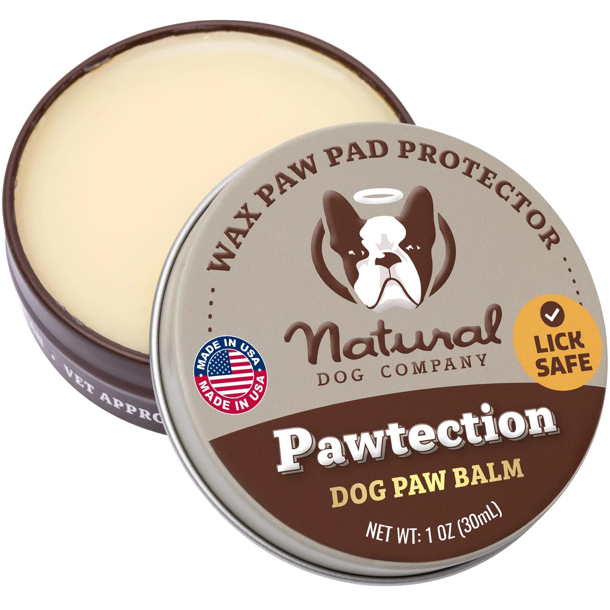 Natural Dog Company PawTection Dog Paw Wax – 2 oz Stick | Lick Safe, All-Natural Paw Protector for Hot Pavement & Rough Terrain — PawTection / Tin - 1 oz