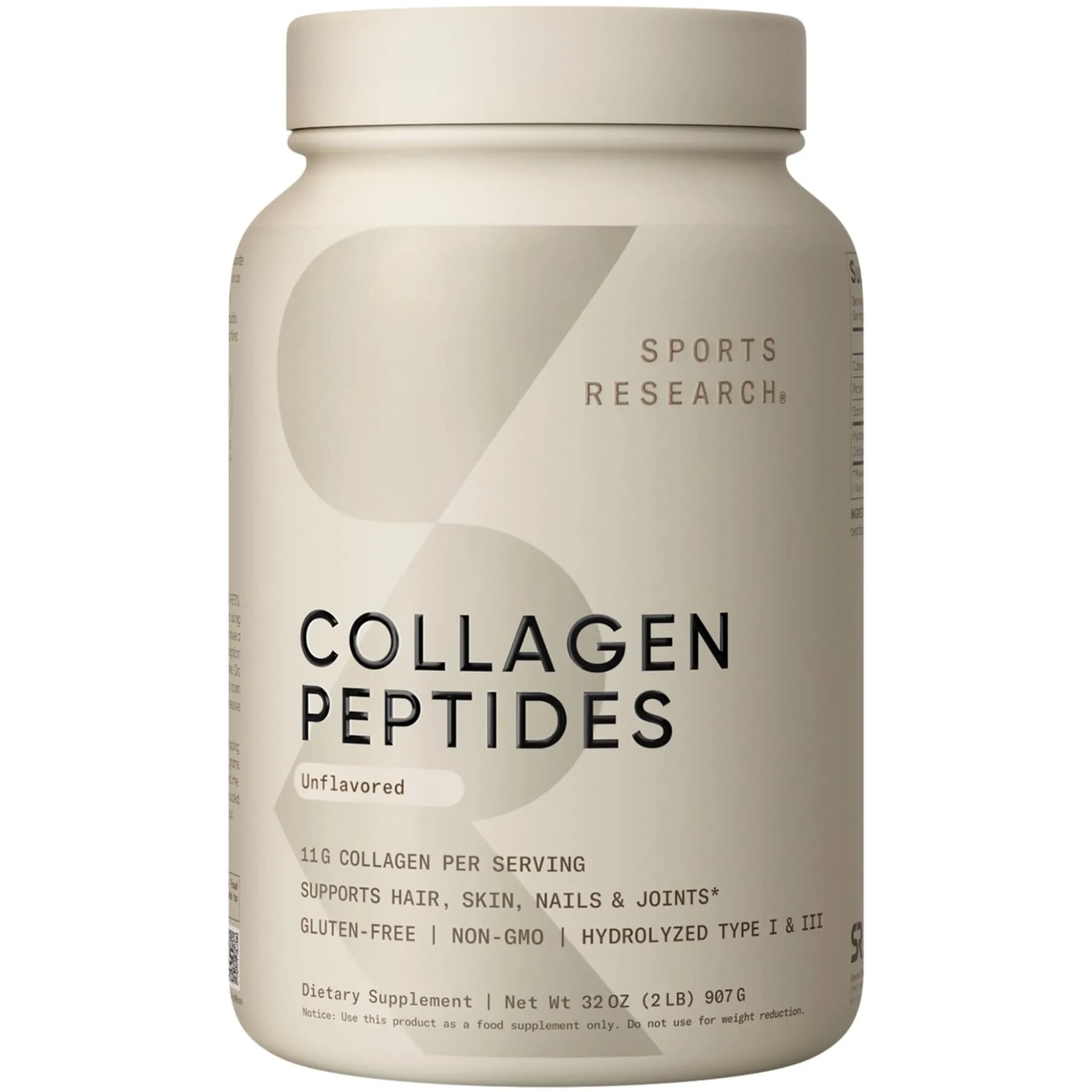 Sports Research Collagen Peptides Protein Powder, 32oz | High Protein Nutritional Supplement for Wellness - main product image