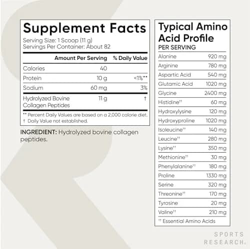 Sports Research Collagen Peptides Protein Powder 2lb (907g) | Hair, Skin & Joint Support thumbnail 5
