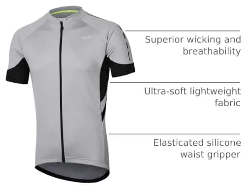 ARSUXEO Men's Short Sleeves Cycling Jersey Bicycle MTB Bike Shirt 636 Light Gray XXL | Breathable, Quick Dry Fit thumbnail 4