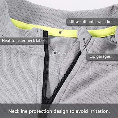 ARSUXEO Men's Short Sleeves Cycling Jersey Bicycle MTB Bike Shirt 636 Light Gray XXL | Breathable, Quick Dry Fit thumbnail 5