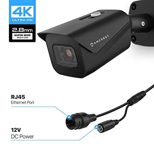 Amcrest UltraHD 4K Outdoor Bullet Security IP POE Camera, 98ft NightVision, 2.8mm Lens, IP67 Weatherproof, 256GB MicroSD Recording, Black (IP8M-2496EB-V2) thumbnail 7
