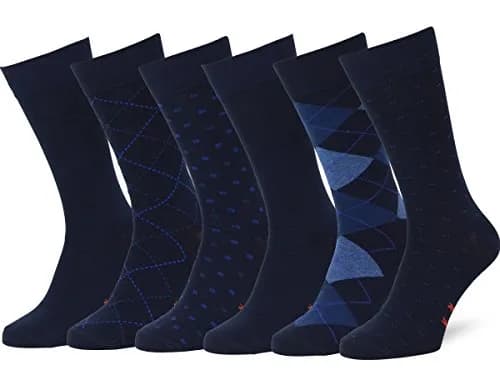 Easton Marlowe Men's 6-Pack Cotton Dress Socks | Navy Blue Hues, Size 10-13 thumbnail 1