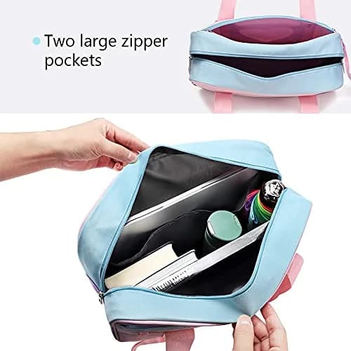 STEAMEDBUN Kawaii Ita Bag Japanese School Bag Large Tote Bag with Heart Window | 37cm (14.8 inch) Pink Straps thumbnail 4