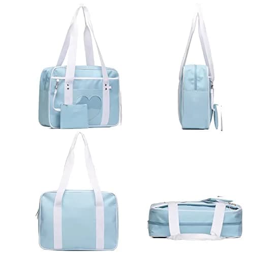 STEAMEDBUN Kawaii Ita Bag Japanese School Bag Blue Heart Tote Bag 37.6cm (14.8 inch) | Cute Anime Purse for Girls thumbnail 6