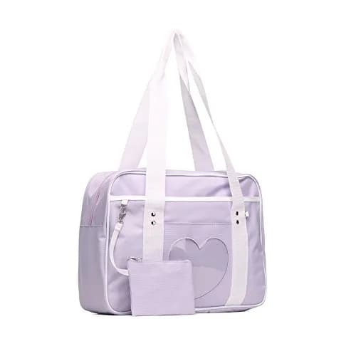 STEAMEDBUN Kawaii Ita Bag Large Tote Shoulder Bag with Clear Heart Window & Pockets 37.5cm (14.8 inch) | Anime & Cosplay Accessory thumbnail 1