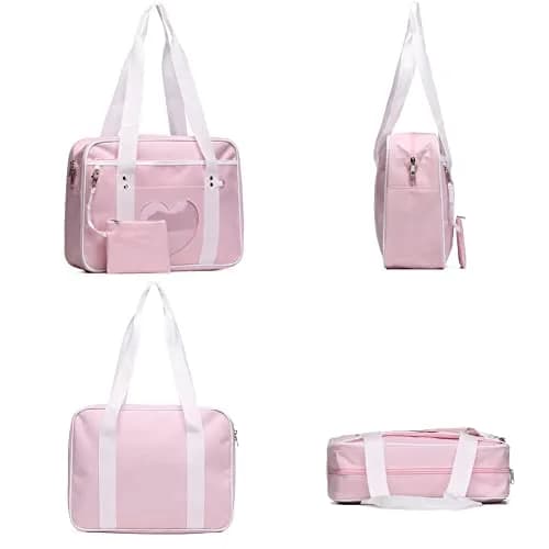 STEAMEDBUN Kawaii Ita Bag Japanese School Bag Large Tote with Clear Heart Window | 37.6cm (14.8 inch) Length thumbnail 5