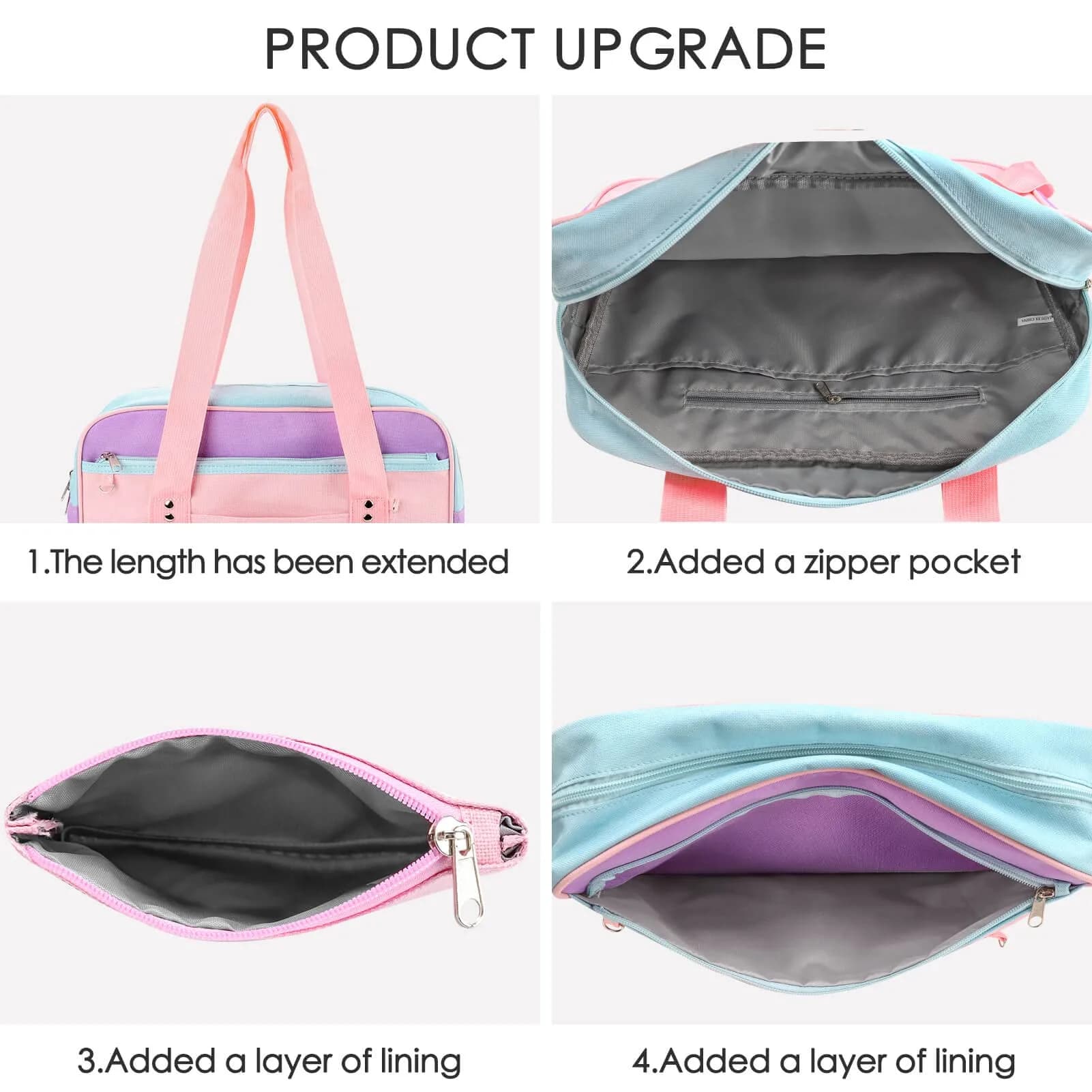 STEAMEDBUN Kawaii Ita Bag Japanese School Bag Large Tote with Clear Heart Window | 37.6cm (14.8 inch) Length - view 2