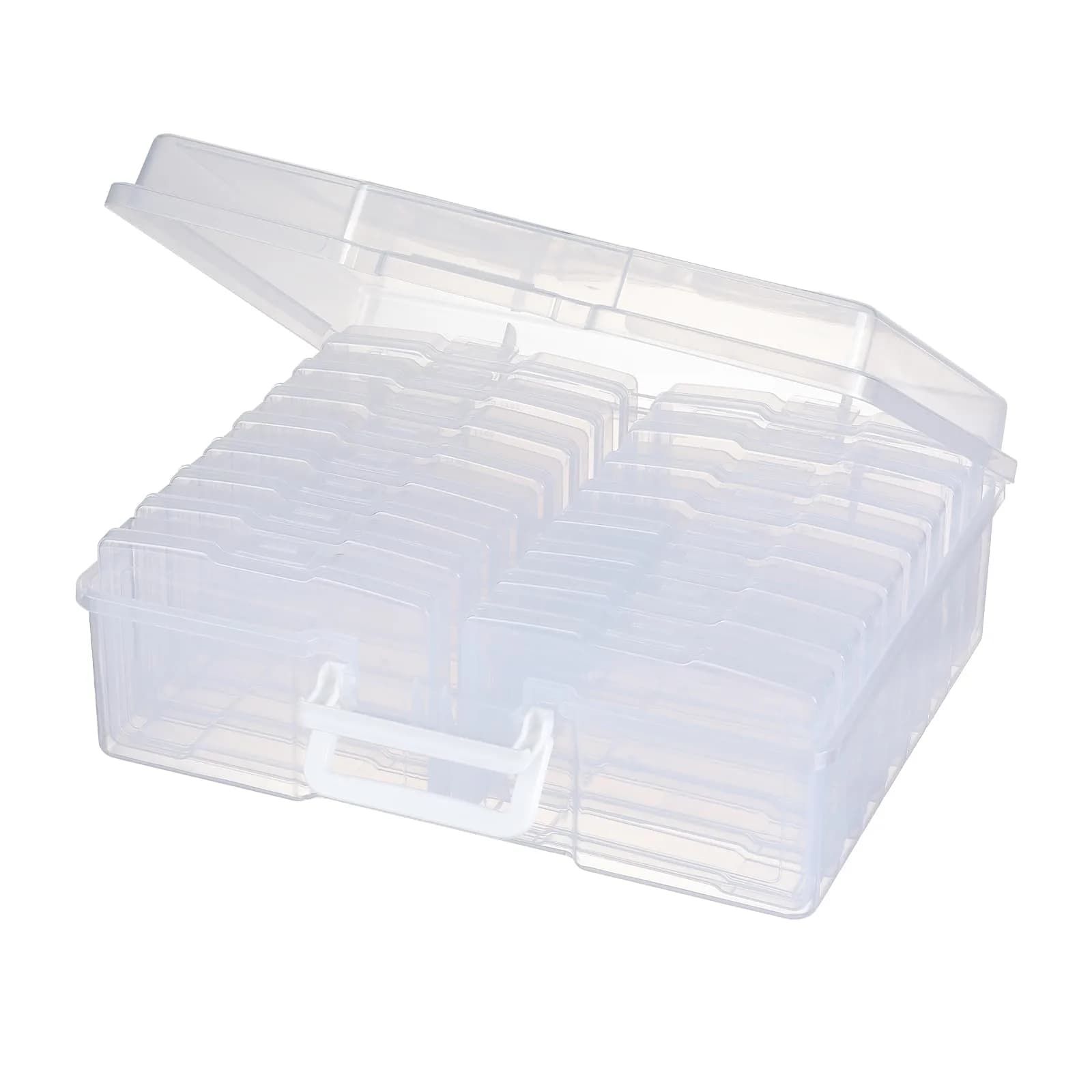 novelinks Photo Storage Box with 16 Inner Cases | Holds 1600 Photos & Crafts | Clear Plastic Organizer