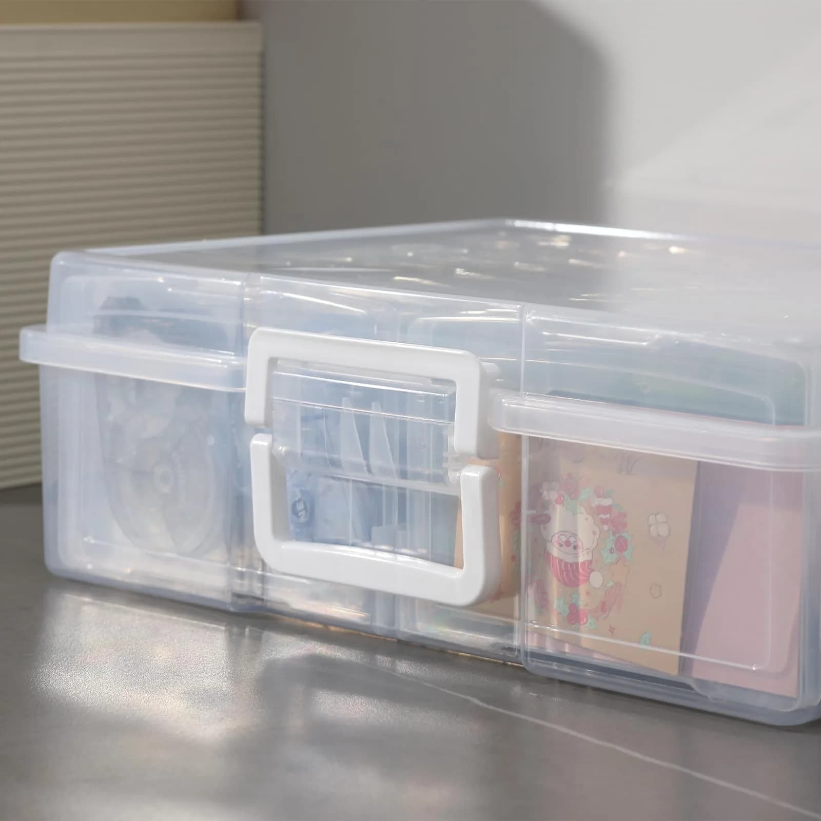 novelinks Photo Storage Box with 16 Inner Cases | Holds 1600 Photos & Crafts | Clear Plastic Organizer - view 4