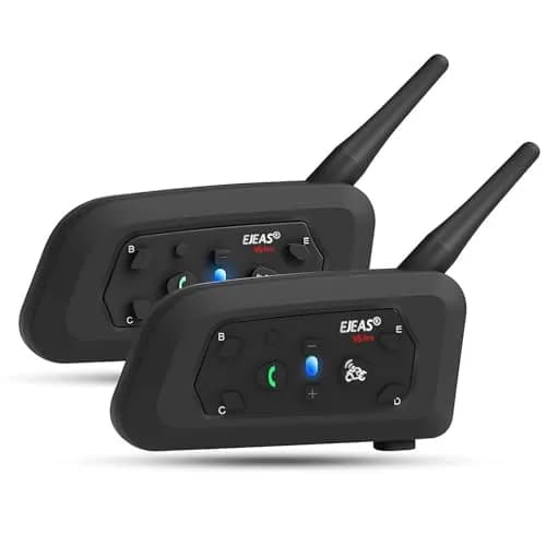 EJEAS V6 Pro Motorcycle Helmet Bluetooth Intercom 1200M 2-Way Headset (2-Pack, Black) - main product image