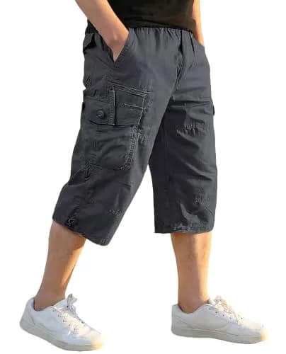 EKLENTSON Cargo Shorts for Men Below Knee Loose Fit Cotton 34 | Outdoor Casual Style thumbnail 1