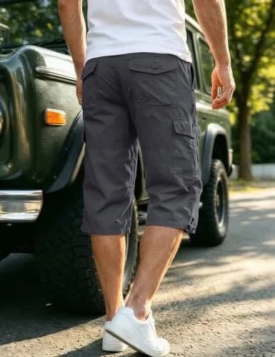 EKLENTSON Cargo Shorts for Men Below Knee Loose Fit Cotton 34 | Outdoor Casual Style thumbnail 3