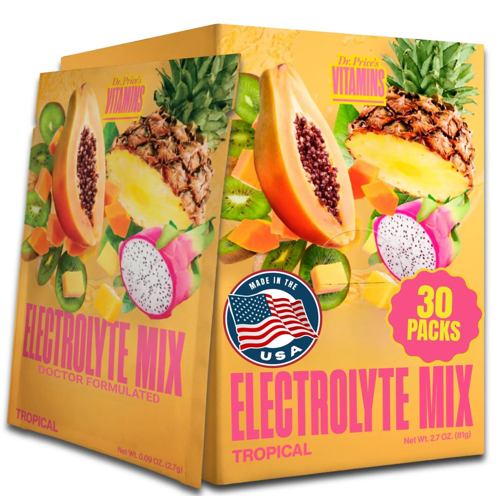 Dr. Price's Electrolytes Powder, Blueberry Pomegranate | Sugar Free Hydration Support (70-120 chars) — Tropical / 30 Servings
